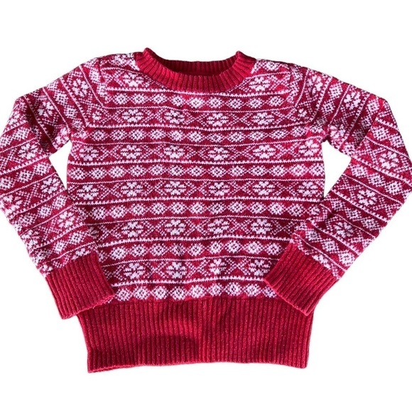 Gap Kids Fair Isle Knit Sweater XS (4-5) Holiday Christmas Red White Long Sleeve - Picture 2 of 8